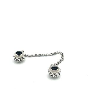 Pandora Sterling Silver Safety Chain with Heart Accent Beads
